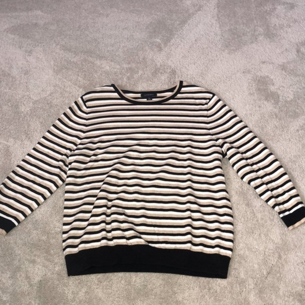 Lands End Large‎ 14-16 Sweater Striped Gold Black